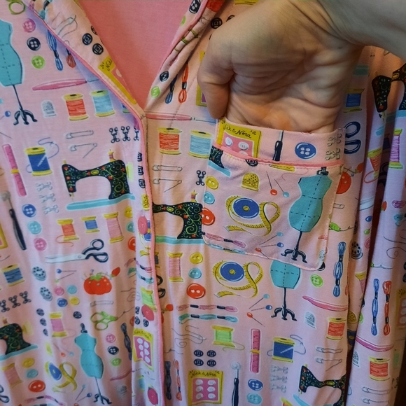 Nick & Nora Modal Blend 2 Piece Light Pink Sewing Seamstress Themed Pajama Set - Picture 4 of 16